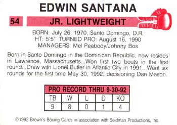1992 Brown's #54 Edwin Santana Back