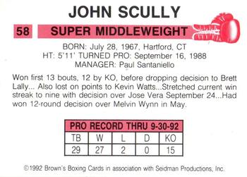 1992 Brown's #58 John Scully Back