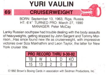 1992 Brown's #69 Yuri Vaulin Back