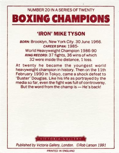 1991 Victoria Gallery Heavyweights (Red Back) #20 Mike Tyson Back