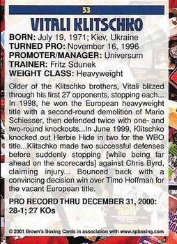 2001 Brown's #53 Vitali Klitschko Back
