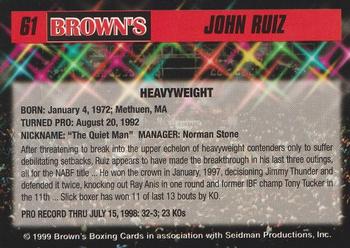 1999 Brown's #61 John Ruiz Back