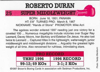 1997 Brown's #25 Roberto Duran Back