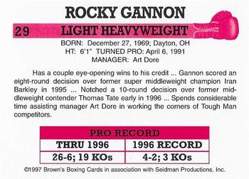 1997 Brown's #29 Rocky Gannon Back