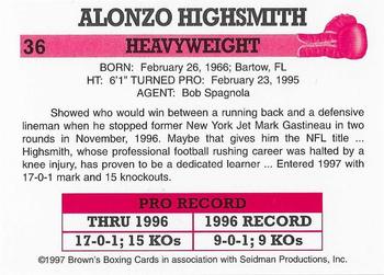 1997 Brown's #36 Alonzo Highsmith Back