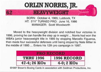 1997 Brown's #62 Orlin Norris Jr. Back