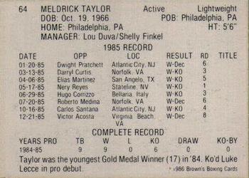 1986 Brown's #64 Meldrick Taylor Back