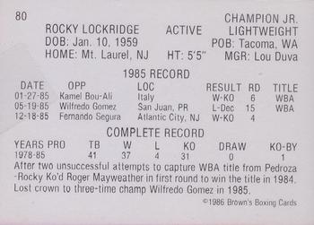 1986 Brown's Red Border #80 Rocky Lockridge Back