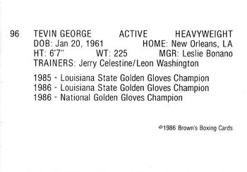 1986 Brown's Red Border #96 Tevin George Back