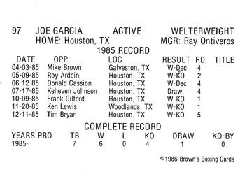 1986 Brown's Red Border #97 Joe Garcia Back