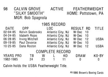 1986 Brown's Red Border #98 Calvin Grove Back