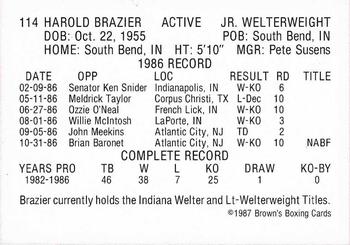 1987 Brown's Red Border #114 Harold Brazier Back
