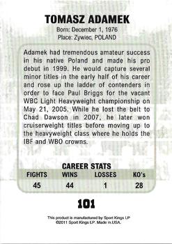 2011 Ringside Boxing Round Two #101 Tomasz Adamek Back