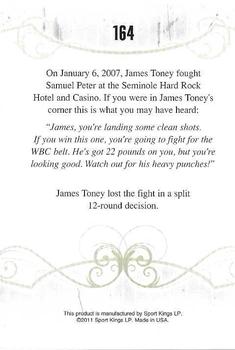 2011 Ringside Boxing Round Two #164 James Toney Back
