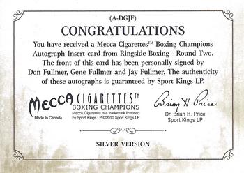2011 Ringside Boxing Round Two - Autographs Silver #A-DGJF Don Fullmer / Gene Fullmer / Jay Fullmer  Back