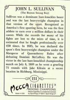 2011 Ringside Boxing Round Two - Turkey Red #151 John L. Sullivan Back
