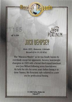 1998 Futera Platinum Boxing Legends #NNO Jack Dempsey Back