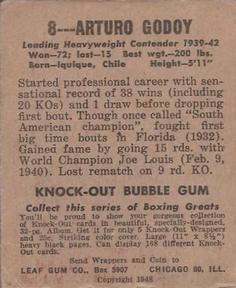 1948 Leaf Knock Out #8 Arturo Godoy Back