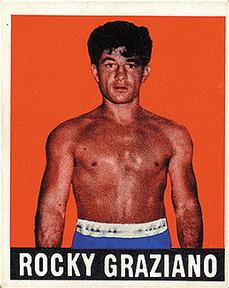 1948 Leaf Knock Out #50 Rocky Graziano Front