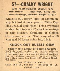 1948 Leaf Knock Out #57 Chalky Wright Back