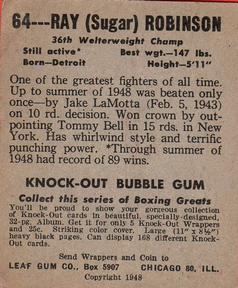 1948 Leaf Knock Out #64 Ray Robinson Back