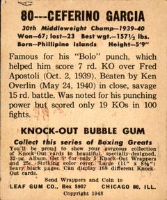 1948 Leaf Knock Out #80 Ceferino Garcia Back