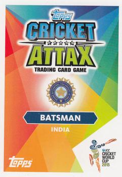 2015 Topps Cricket Attax ICC World Cup #47 Rohit Sharma Back