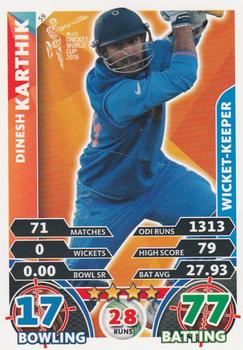 2015 Topps Cricket Attax ICC World Cup #59 Dinesh Karthik Front