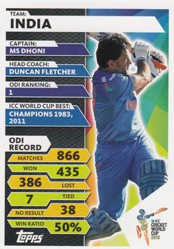 2015 Topps Cricket Attax ICC World Cup #151 MS Dhoni Back