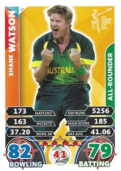 2015 Topps Cricket Attax ICC World Cup #14 Shane Watson Front