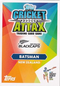 2015 Topps Cricket Attax ICC World Cup #67 Kane Williamson Back