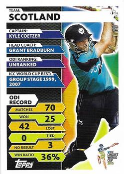 2015 Topps Cricket Attax ICC World Cup #155 Kyle Coetzer Back
