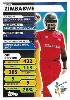 2015 Topps Cricket Attax ICC World Cup #160 Elton Chigumbura Back