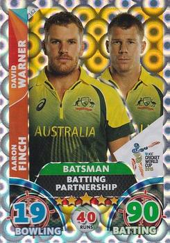 2015 Topps Cricket Attax ICC World Cup #162 Aaron Finch / David Warner Front