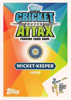 2015 Topps Cricket Attax ICC World Cup #199 MS Dhoni Back
