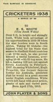 1938 Player's Cricketers #50 Ted White Back