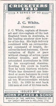 1930 Player's Cricketers #46 Jack White Back