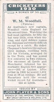 1930 Player's Cricketers #48 Bill Woodfull Back