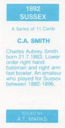 1990 A.T. Marks 1892 Sussex Cricketers  #NNO C. Aubrey Smith Back