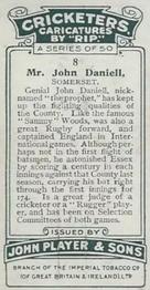 1926 Player's Cricketers (Caricatures by RIP) #8 John Daniell Back