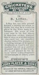 1926 Player's Cricketers (Caricatures by RIP) #24 Ben Lilley Back