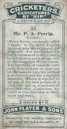 1926 Player's Cricketers (Caricatures by RIP) #33 Percy Perrin Back