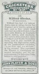 1926 Player's Cricketers (Caricatures by RIP) #35 Wilfred Rhodes Back