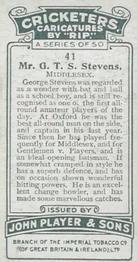 1926 Player's Cricketers (Caricatures by RIP) #41 Greville Stevens Back
