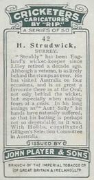 1926 Player's Cricketers (Caricatures by RIP) #42 Herbert Strudwick Back