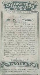1926 Player's Cricketers (Caricatures by RIP) #48 Pelham Warner Back