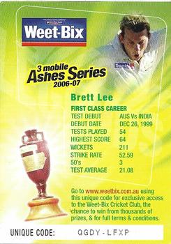 2006-07 Weet-Bix Ashes Series Aussie Legends #2 Brett Lee Back