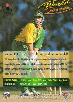 1995-96 Futera Cricket #12 Matthew Hayden Back