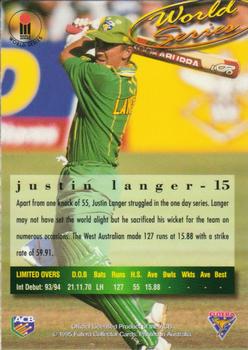 1995-96 Futera Cricket #15 Justin Langer Back
