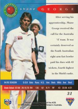 1995-96 Futera Cricket #31 Shane George Back